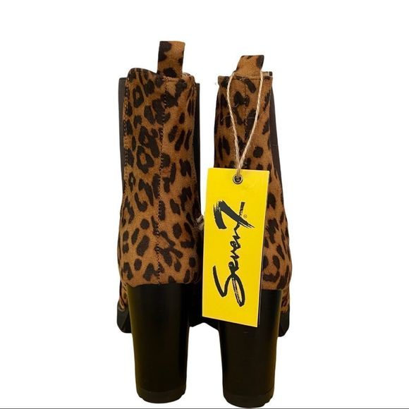 Seven7 Munich leopard print platform boots chunky heel size 9 tan/brown NWT - Picture 4 of 6